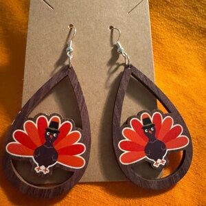 Festive Fall Colorful Turkey Drop Earrings